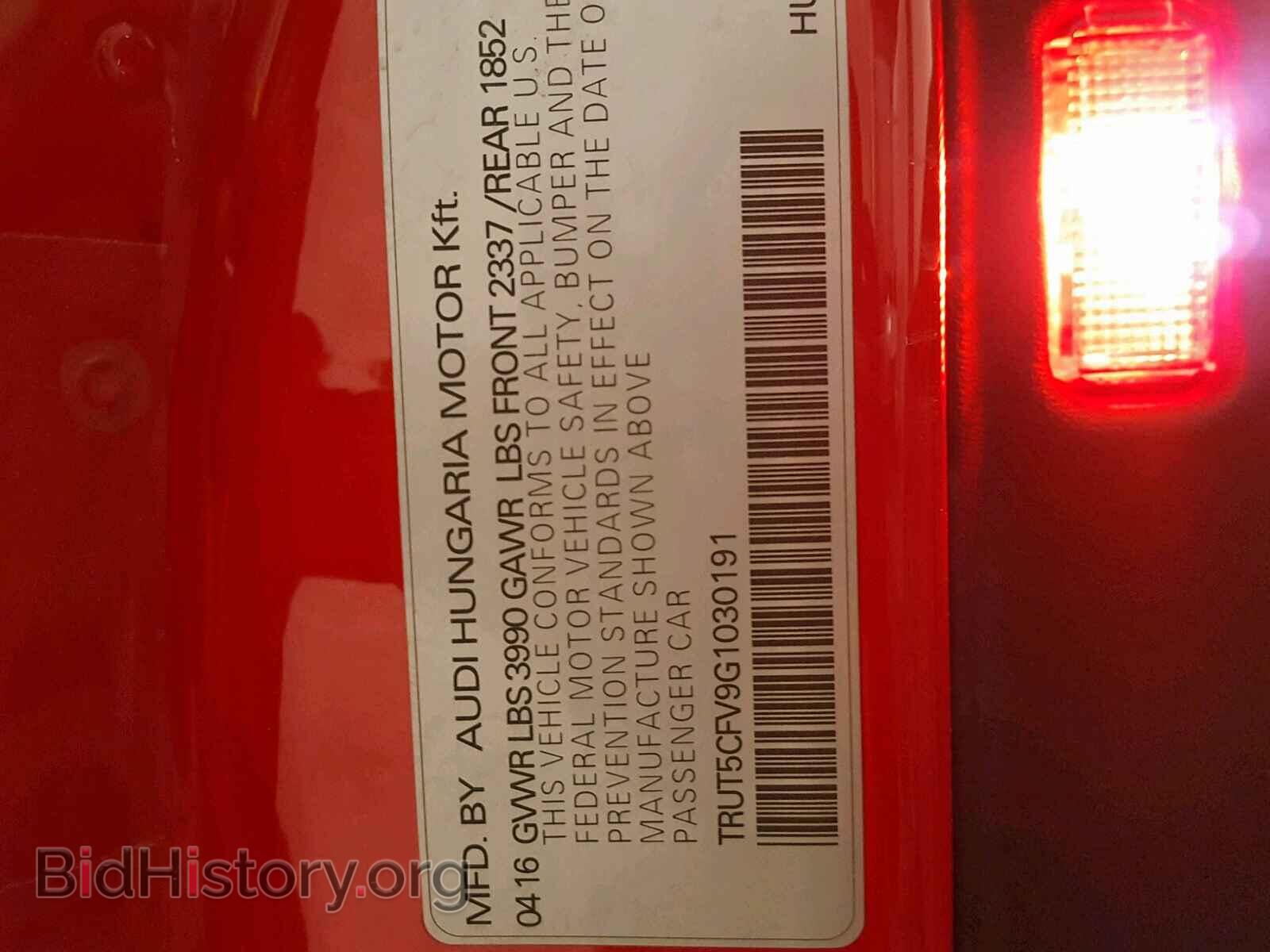 2016 AUDI TT - VIN: TRUT5CFV9G1030191 - Фото 10
