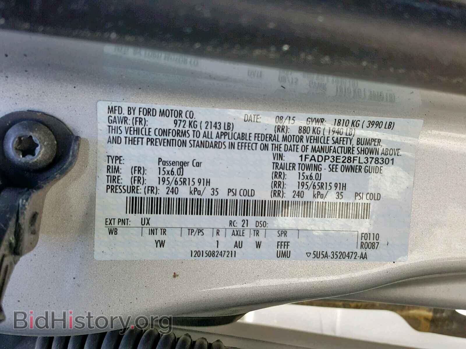 2015 FORD FOCUS - VIN: 1FADP3E28FL378301 - Фото 10