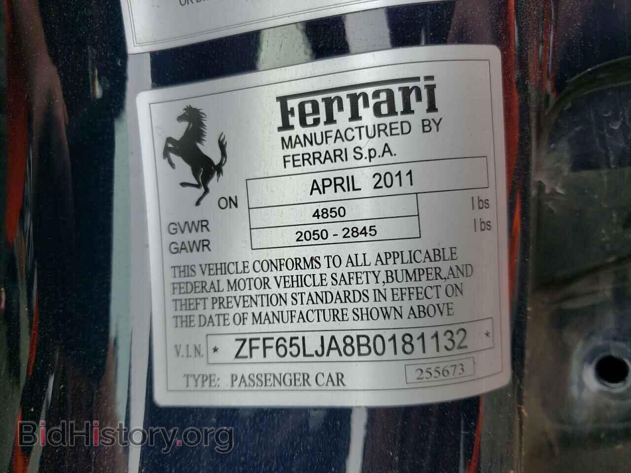 2011 FERRARI ALL MODELS - VIN: ZFF65LJA8B0181132 - Фото 10