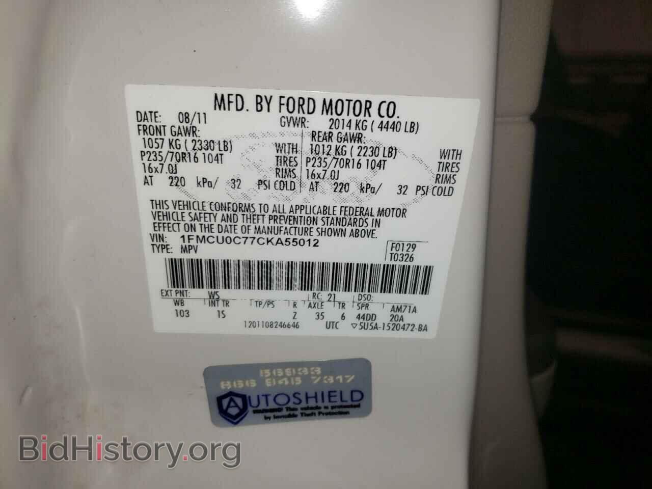 2012 FORD ESCAPE - VIN: 1FMCU0C77CKA55012 - Фото 10