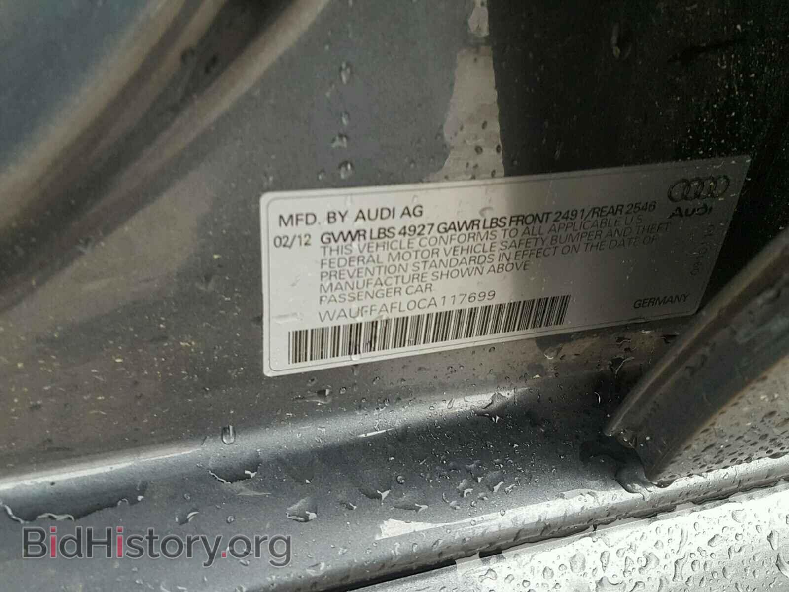 2012 AUDI A4 - VIN: WAUFFAFL0CA117699 - Фото 10