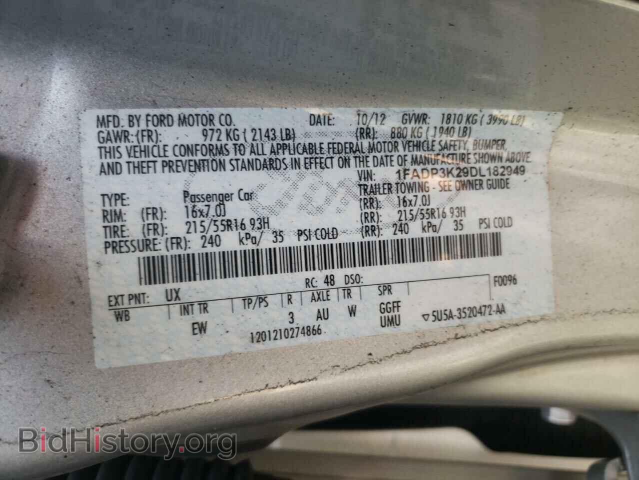 2013 FORD FOCUS - VIN: 1FADP3K29DL182949 - Фото 10