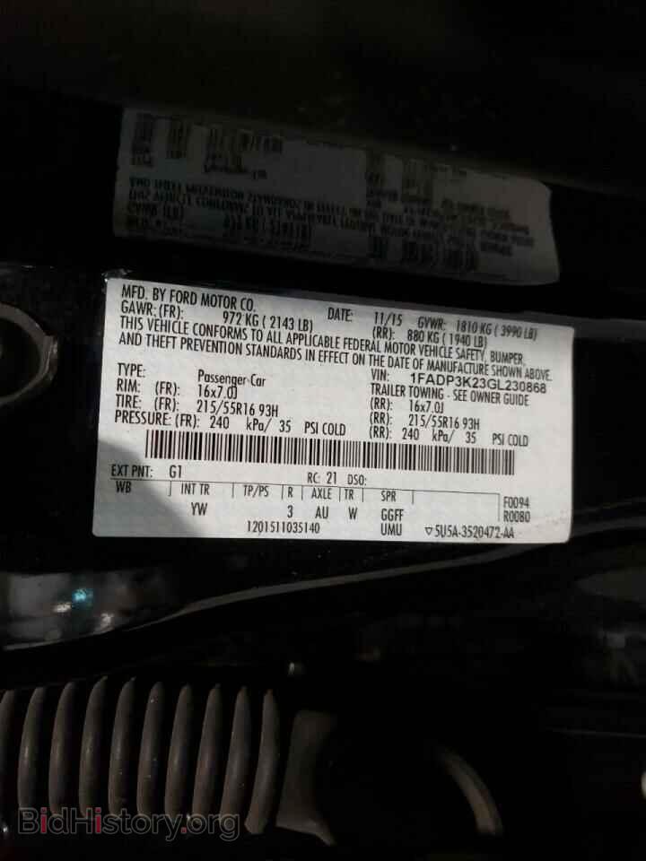 2016 FORD FOCUS - VIN: 1FADP3K23GL230868 - Фото 10