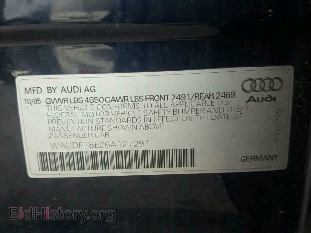 2006 AUDI A4 - VIN: WAUDF78E06A127291 - Фото 10