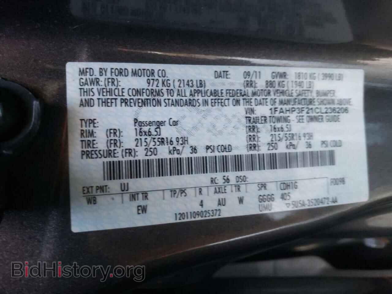 2012 FORD FOCUS - VIN: 1FAHP3F21CL236206 - Фото 10