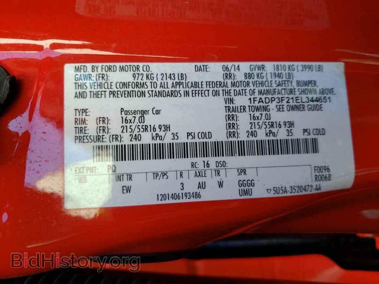 2014 FORD FOCUS - VIN: 1FADP3F21EL344651 - Фото 10