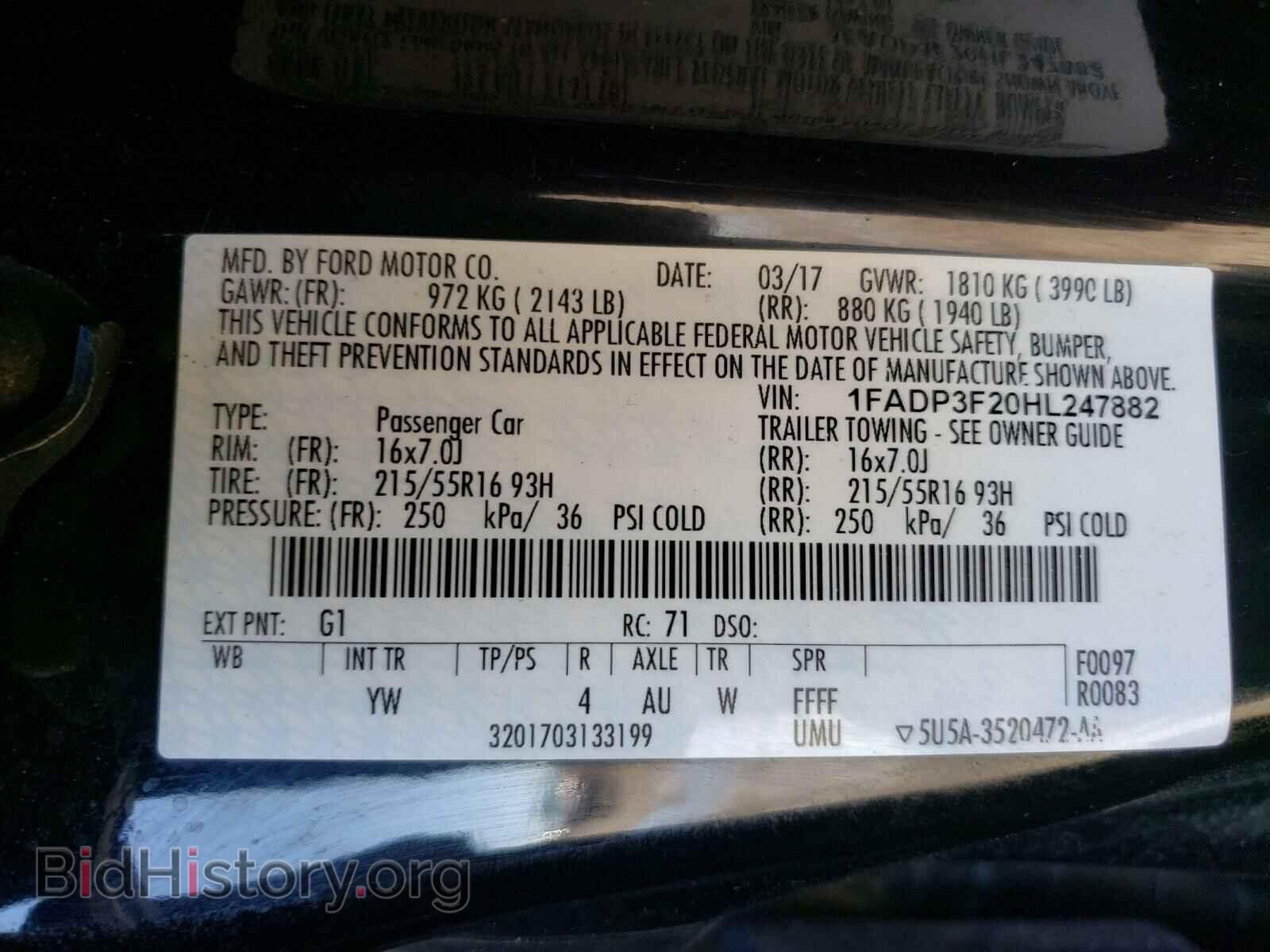 2017 FORD FOCUS - VIN: 1FADP3F20HL247882 - Фото 10