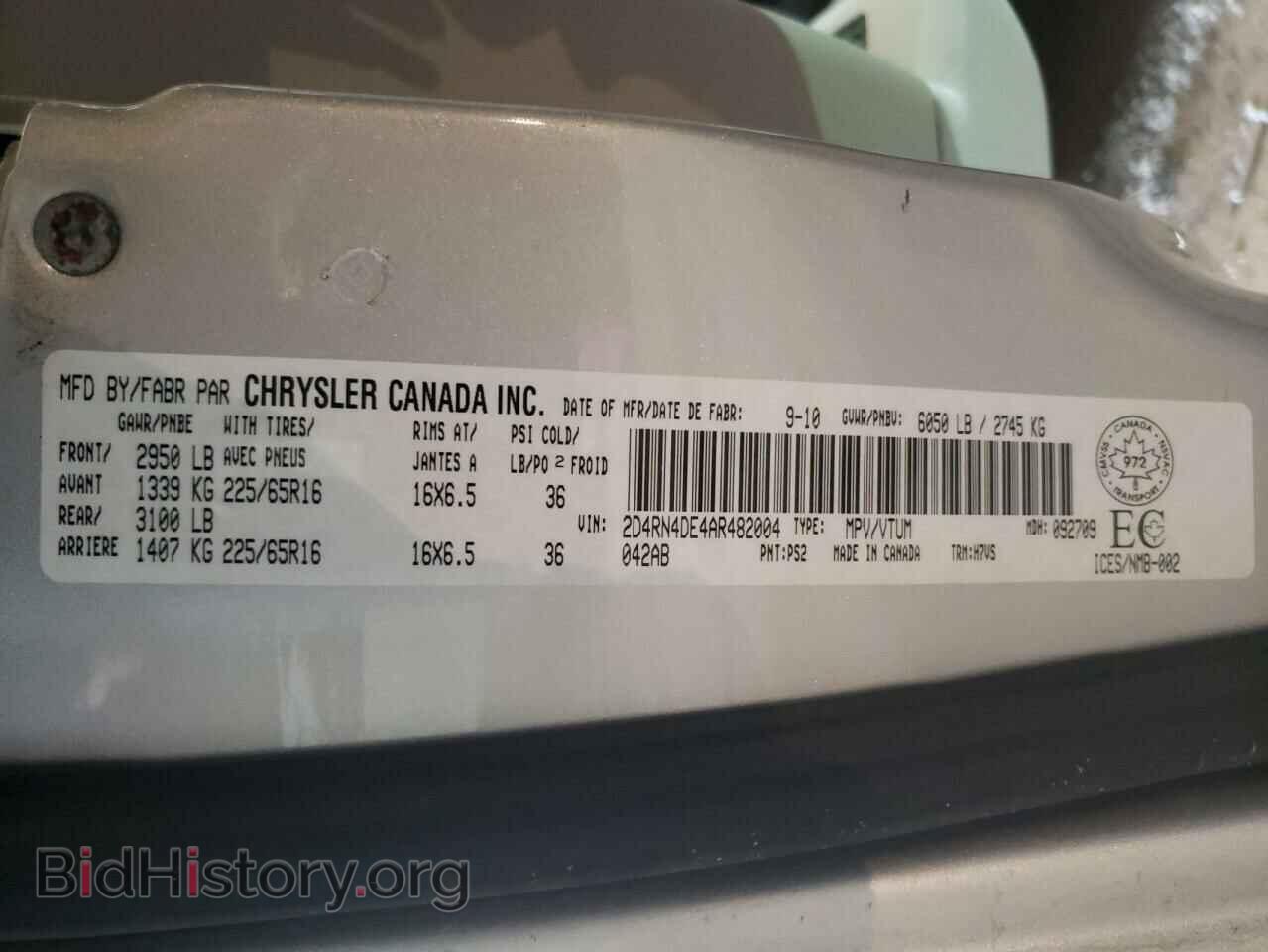 2010 DODGE GRAND CARA - VIN: 2D4RN4DE4AR482004 - Фото 10