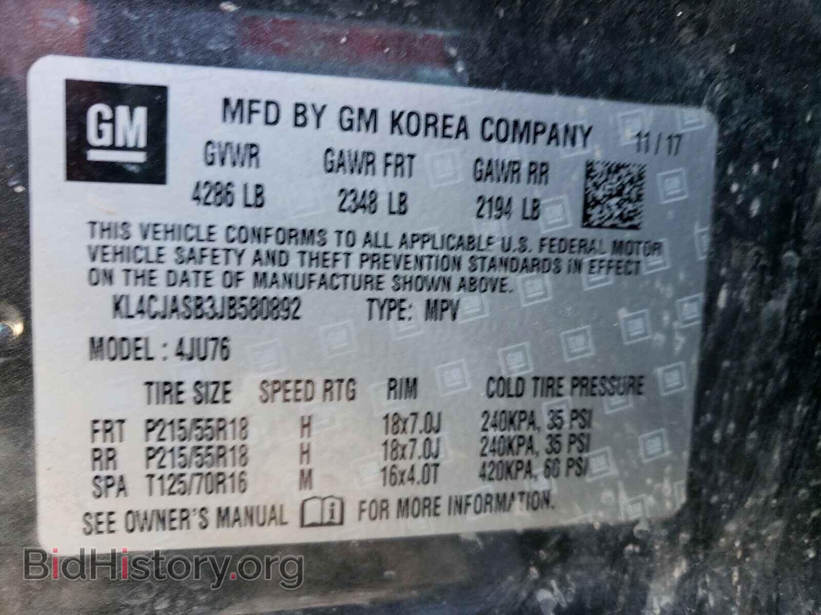 2018 BUICK ENCORE - VIN: KL4CJASB3JB580892 - Photo 10