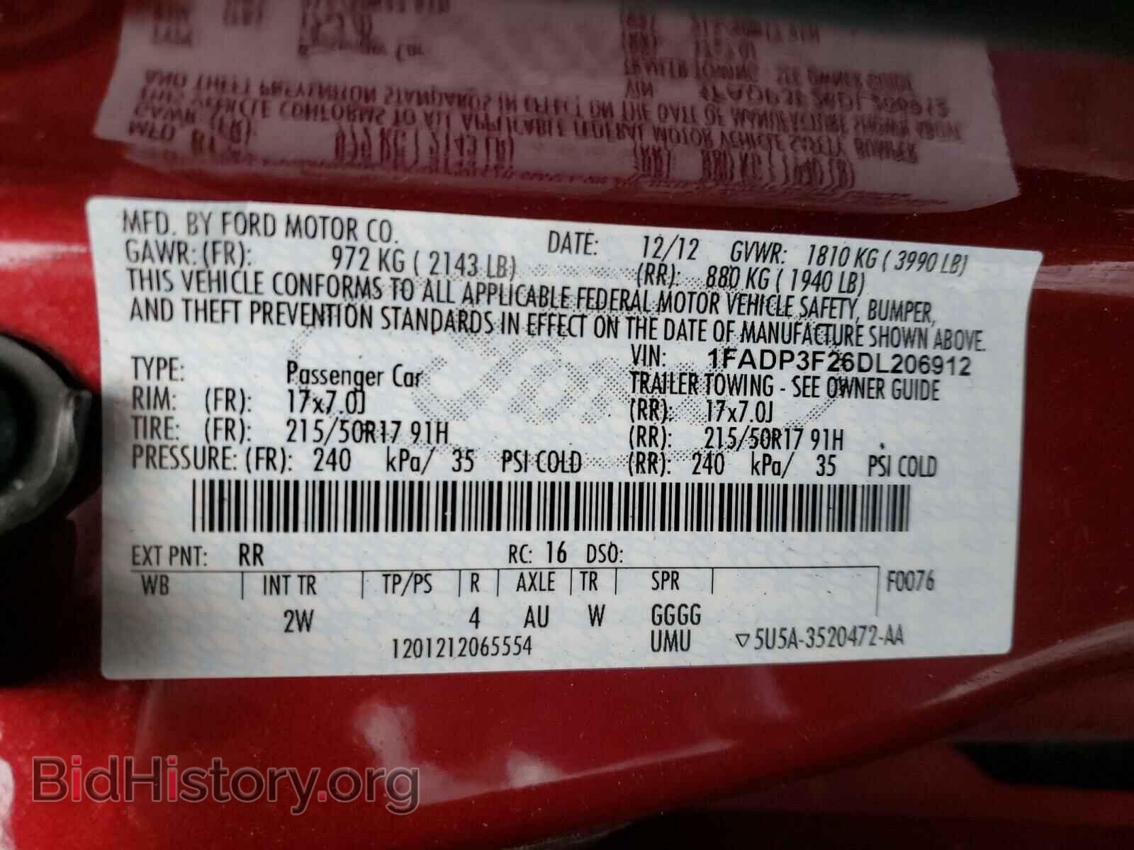 2013 FORD FOCUS - VIN: 1FADP3F26DL206912 - Фото 10