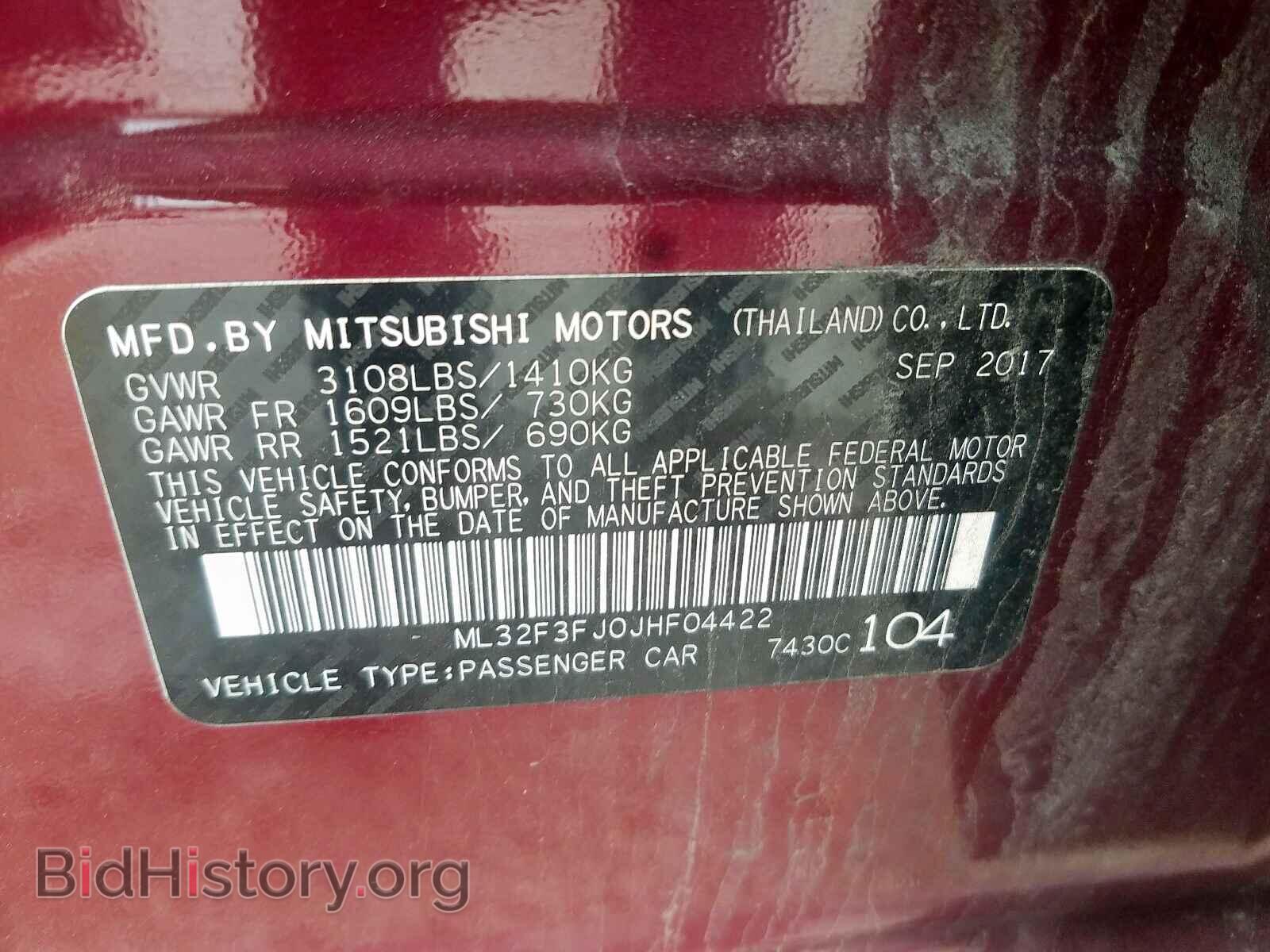 2018 MITSUBISHI MIRAGE - VIN: ML32F3FJ0JHF04422 - Фото 10