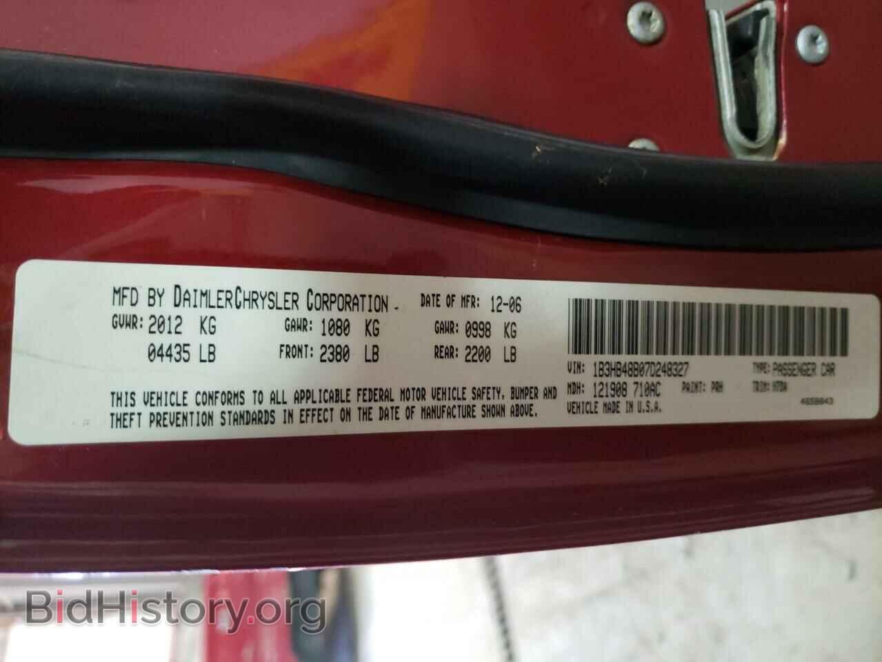 2007 DODGE CALIBER - VIN: 1B3HB48B07D248327 - Photo 10