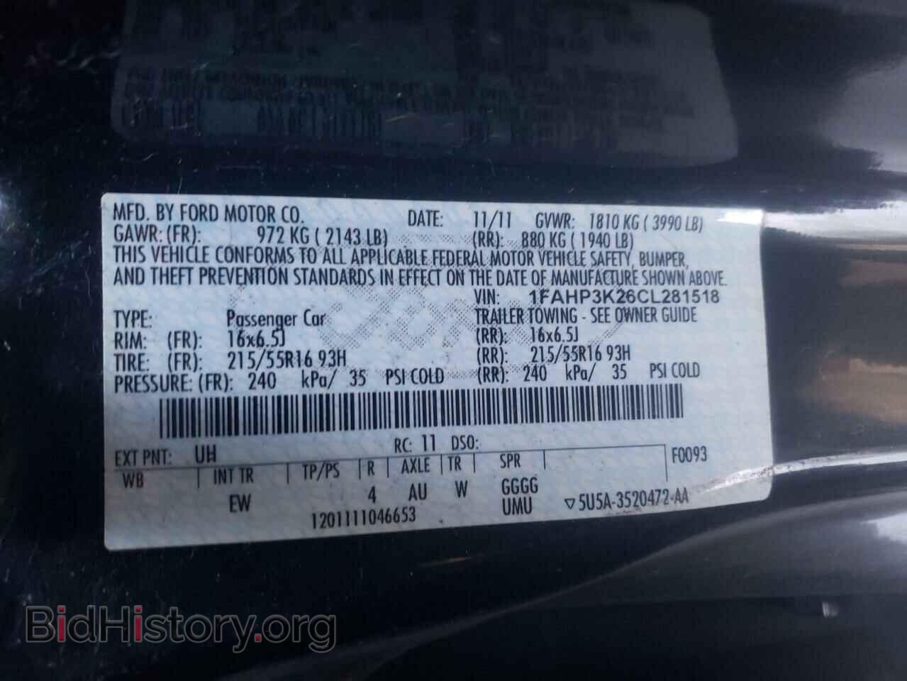 2012 FORD FOCUS - VIN: 1FAHP3K26CL281518 - Фото 10
