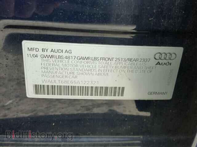 2005 AUDI A4 - VIN: WAULT68E65A122321 - Фото 10