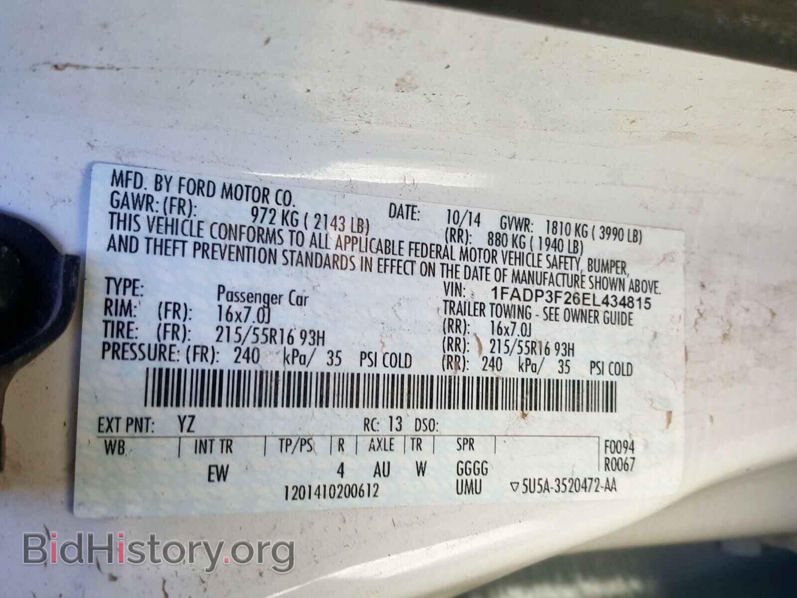 2014 FORD FOCUS - VIN: 1FADP3F26EL434815 - Фото 10