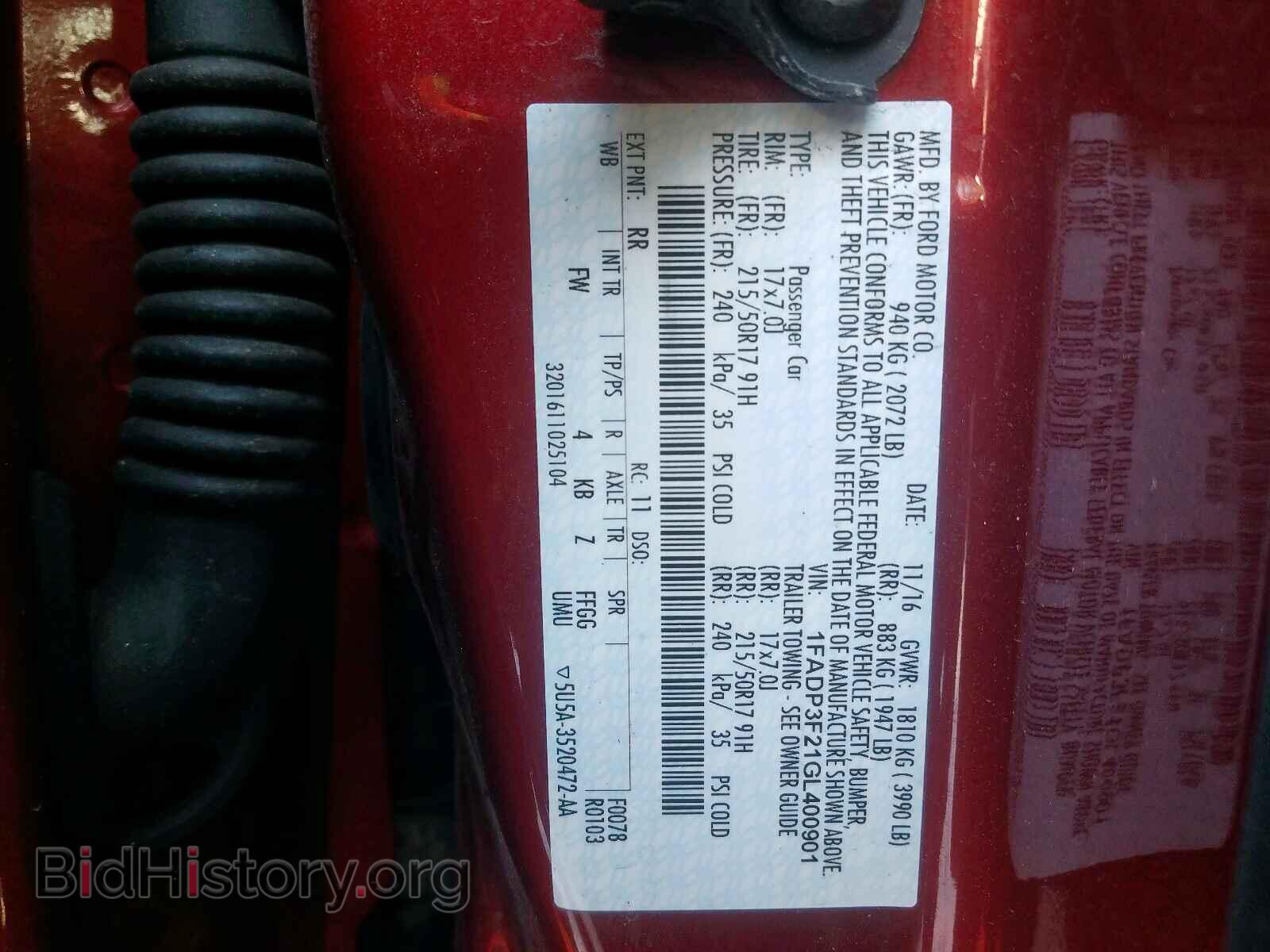 2016 FORD FOCUS - VIN: 1FADP3F21GL400901 - Photo 10