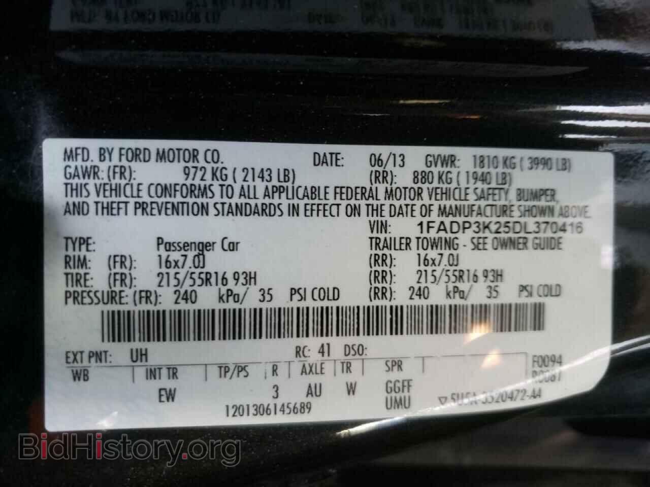 2013 FORD FOCUS - VIN: 1FADP3K25DL370416 - Фото 10
