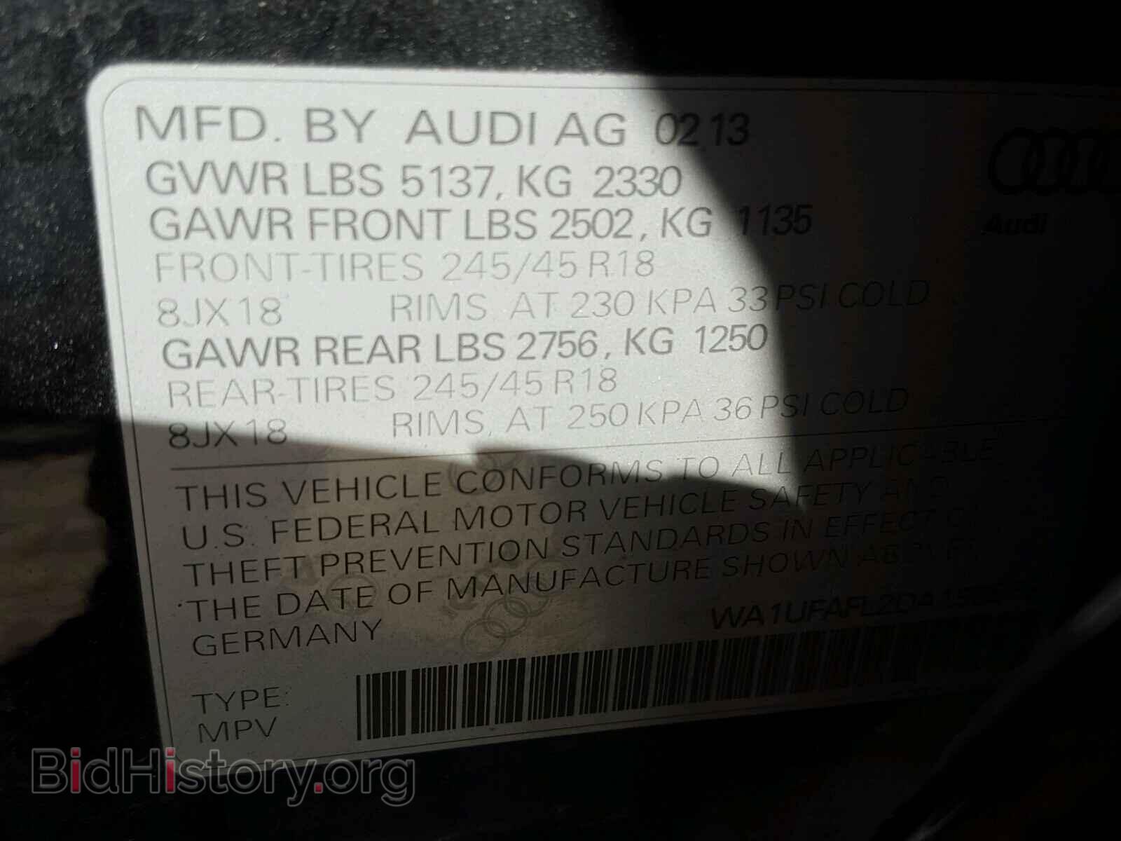 2013 AUDI A4 - VIN: WA1UFAFL2DA198565 - Фото 10