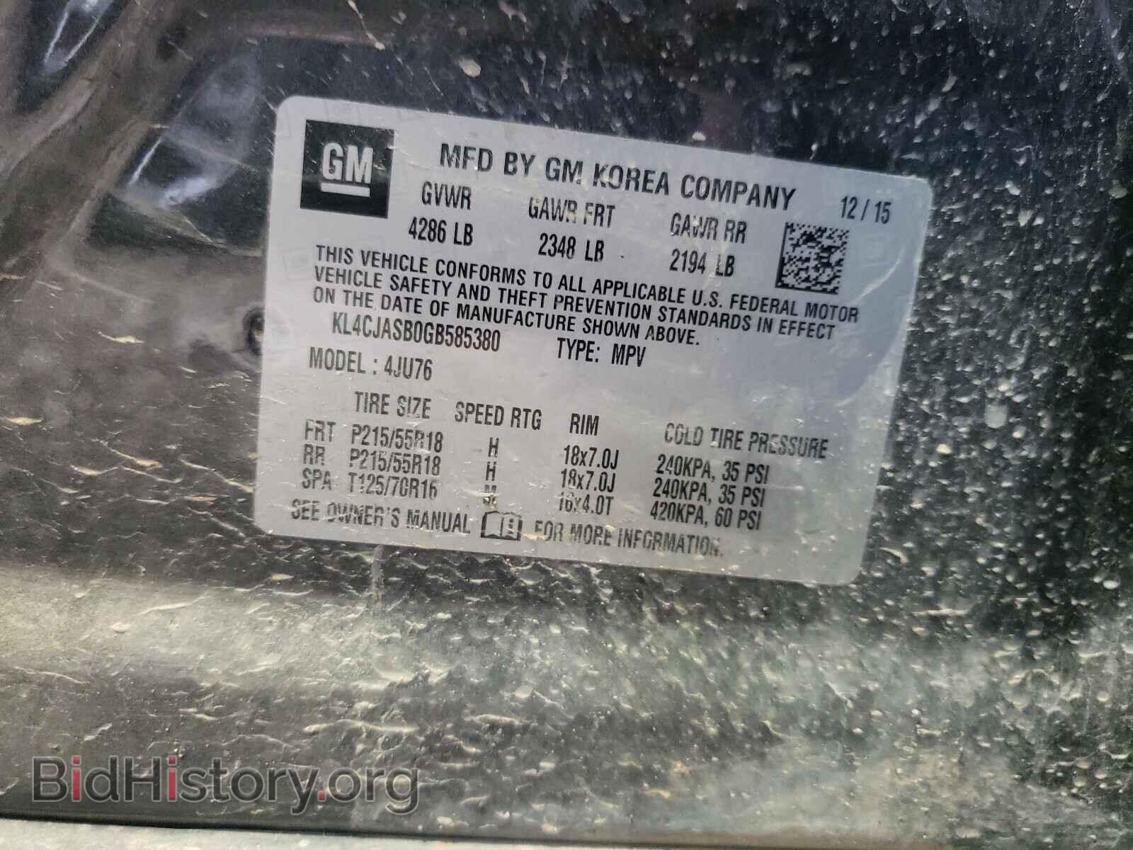 2016 BUICK ENCORE - VIN: KL4CJASB0GB585380 - Photo 10