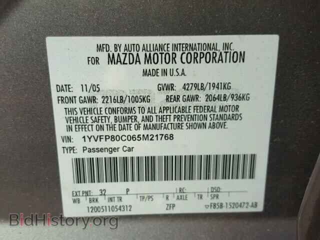 2006 MAZDA 6 - VIN: 1YVFP80C065M21768 - Photo 10