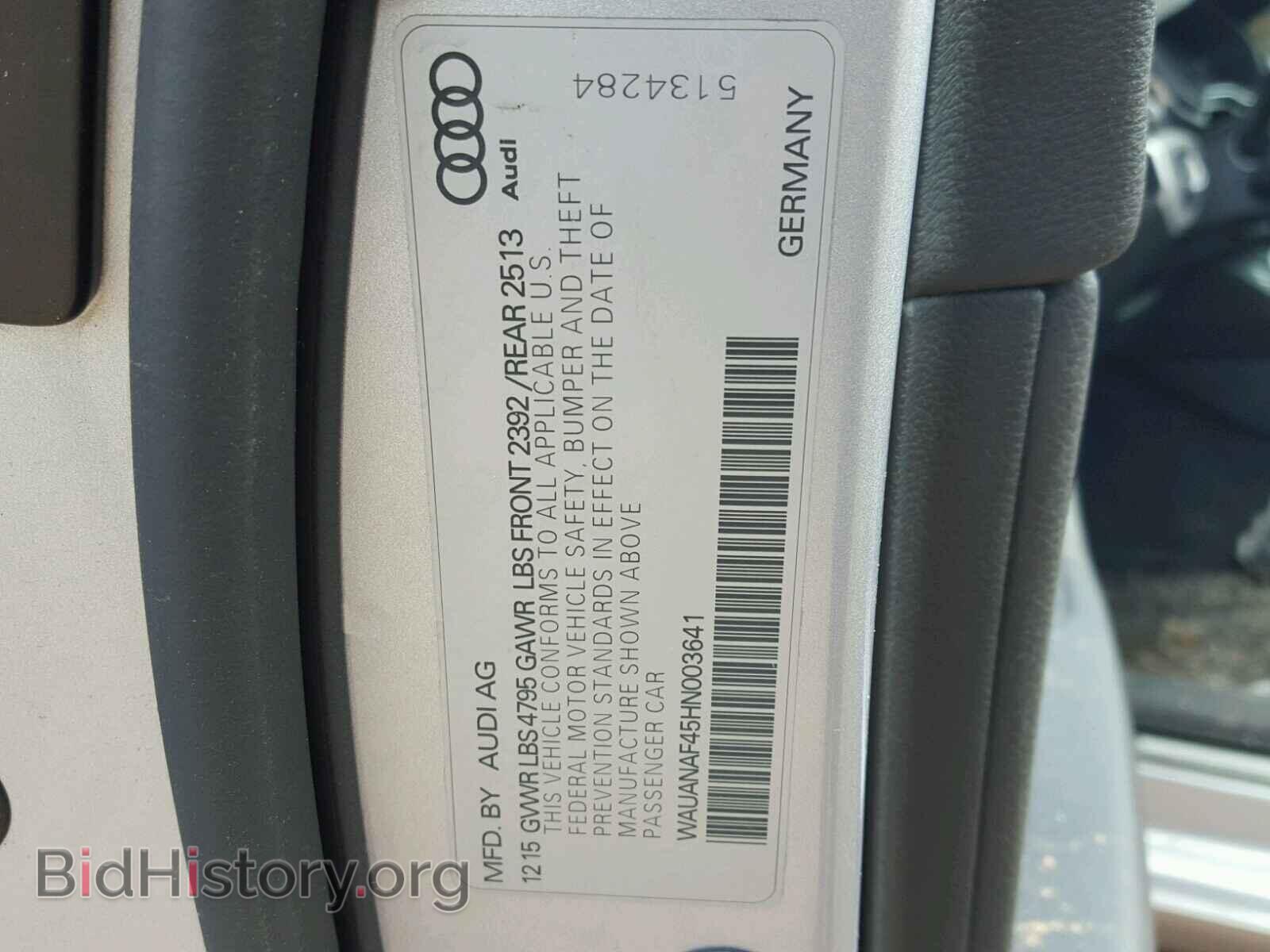 2017 AUDI A4 - VIN: WAUANAF45HN003641 - Photo 10