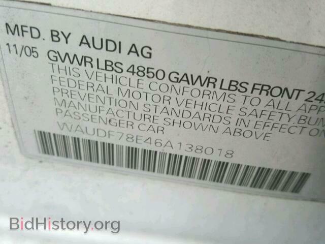 2006 AUDI A4 - VIN: WAUDF78E46A138018 - Фото 10