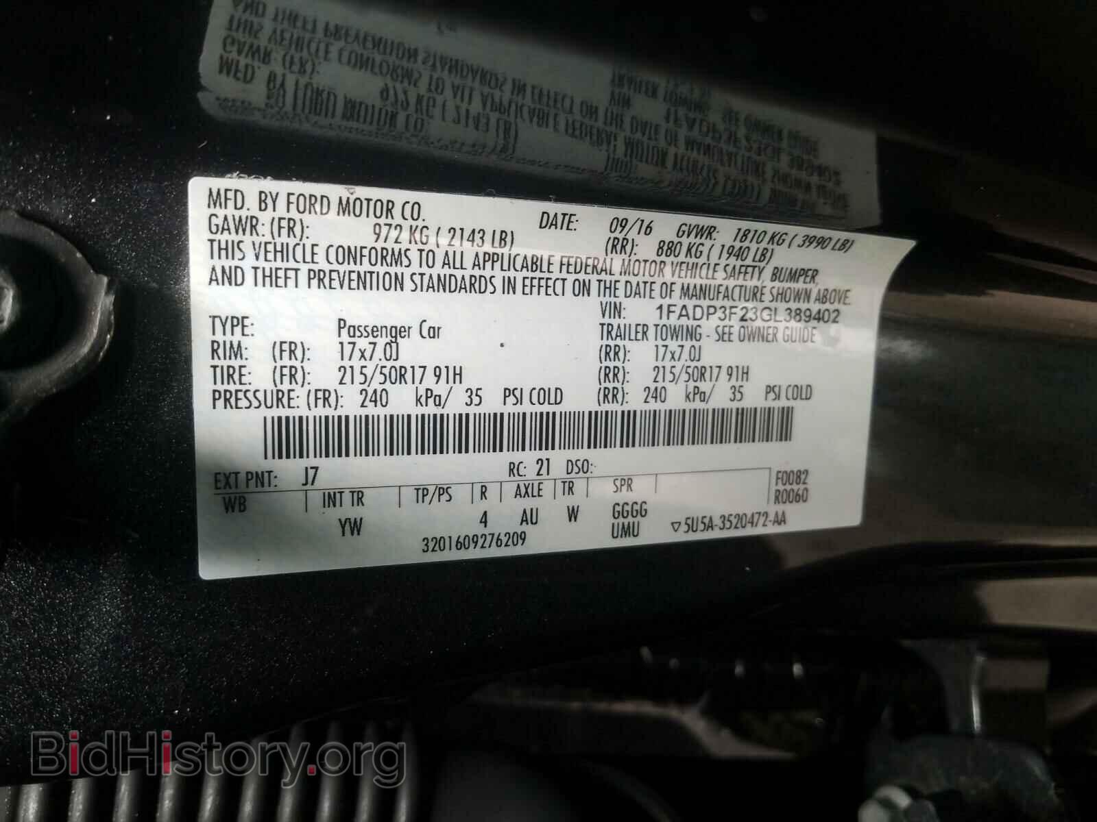 2016 FORD FOCUS - VIN: 1FADP3F23GL389402 - Фото 10