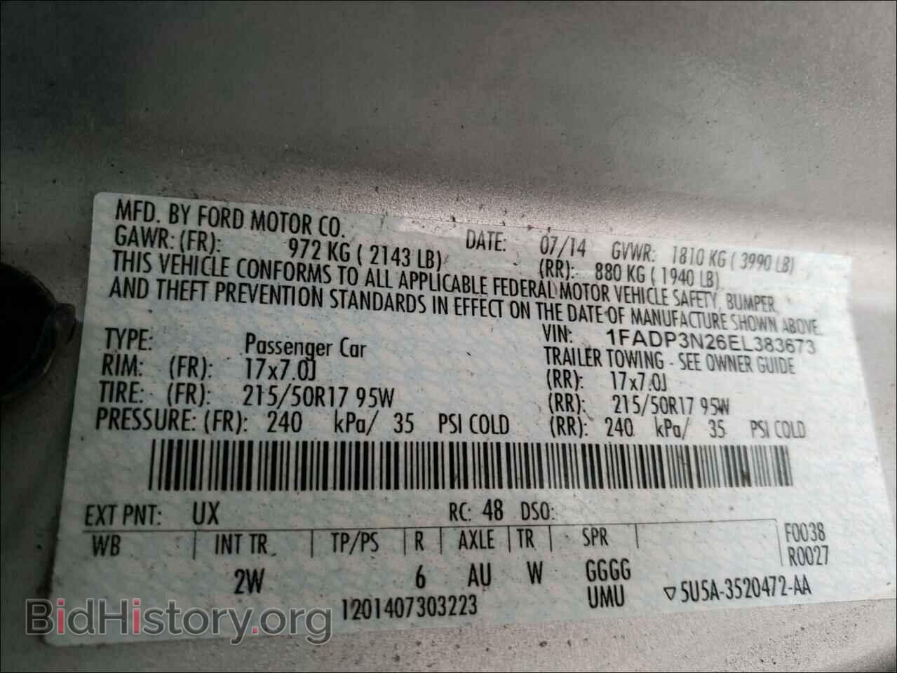 2014 FORD FOCUS - VIN: 1FADP3N26EL383673 - Фото 10