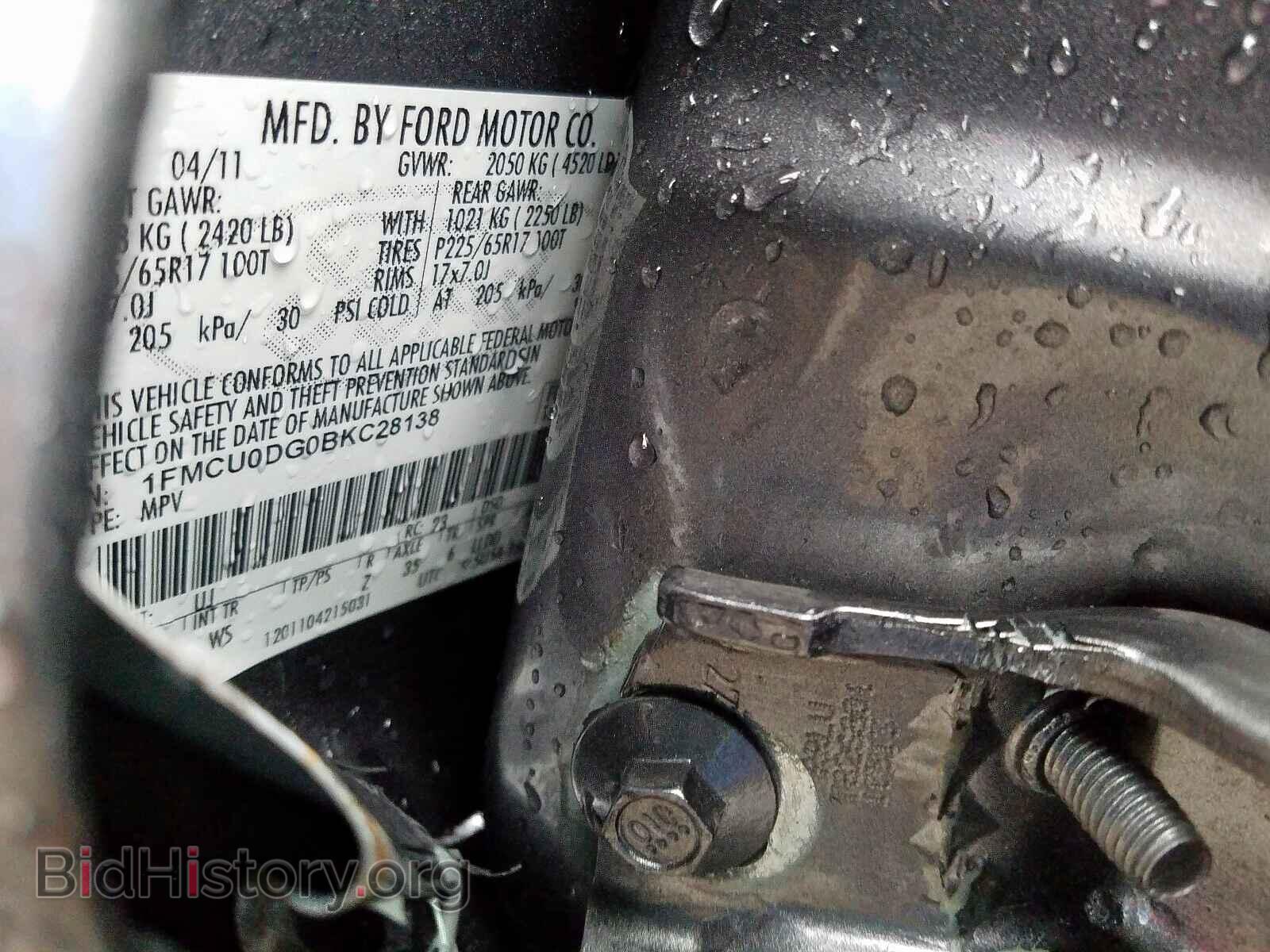 2011 FORD ESCAPE - VIN: 1FMCU0DG0BKC28138 - Фото 10