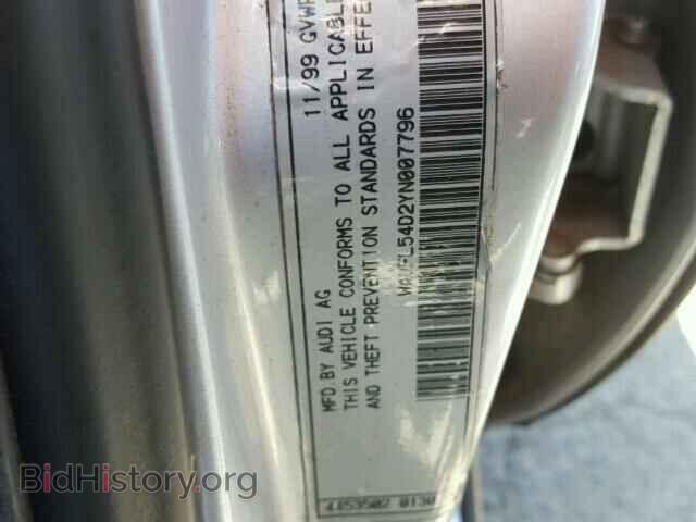 2000 AUDI A8 - VIN: WAUFL54D2YN007796 - Фото 10