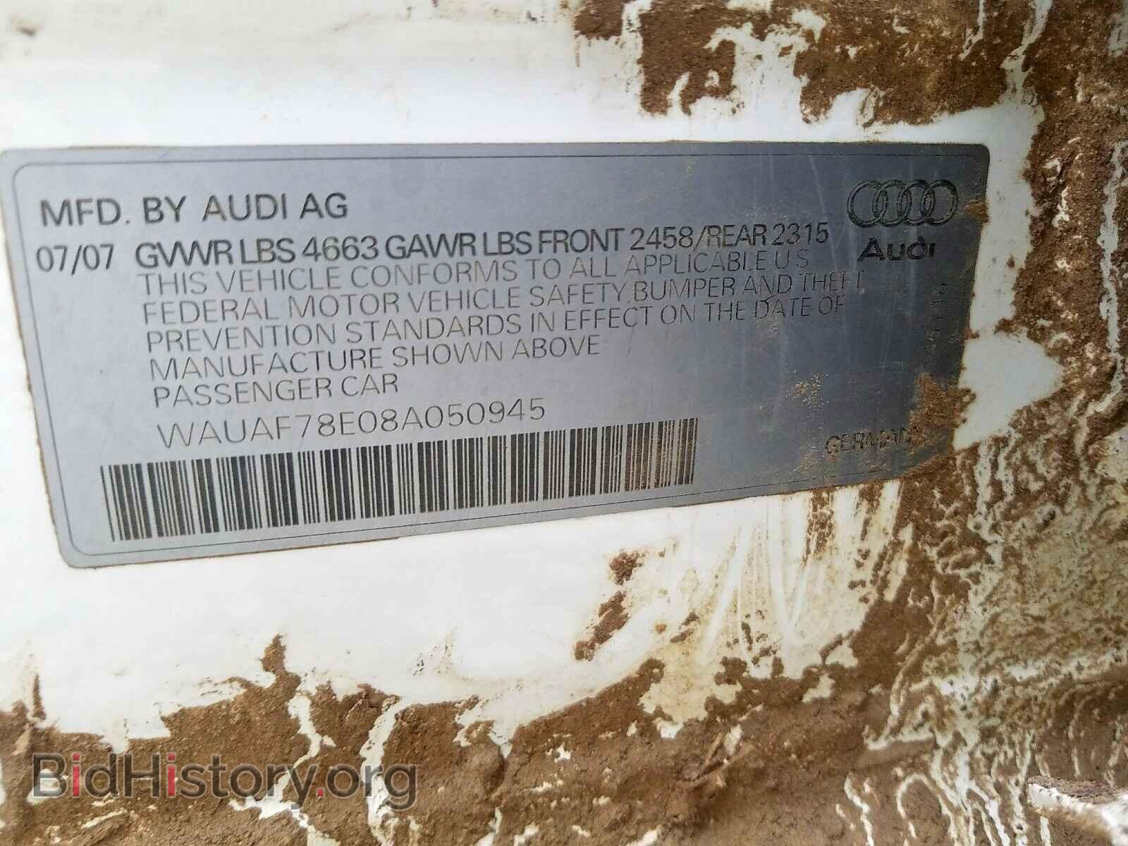2008 AUDI A4 - VIN: WAUAF78E08A050945 - Фото 10