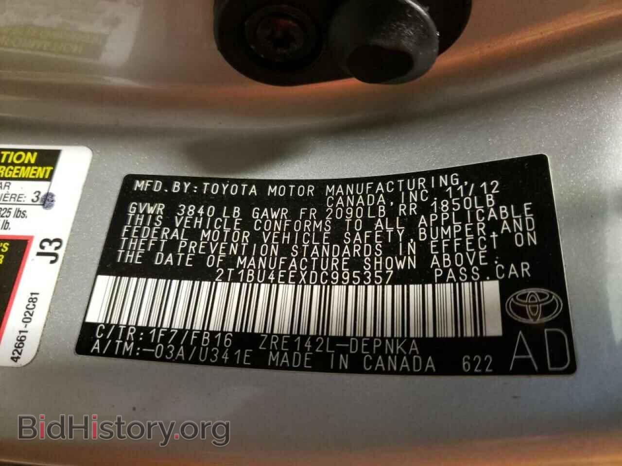 2013 TOYOTA COROLLA - VIN: 2T1BU4EEXDC995357 - Фото 10