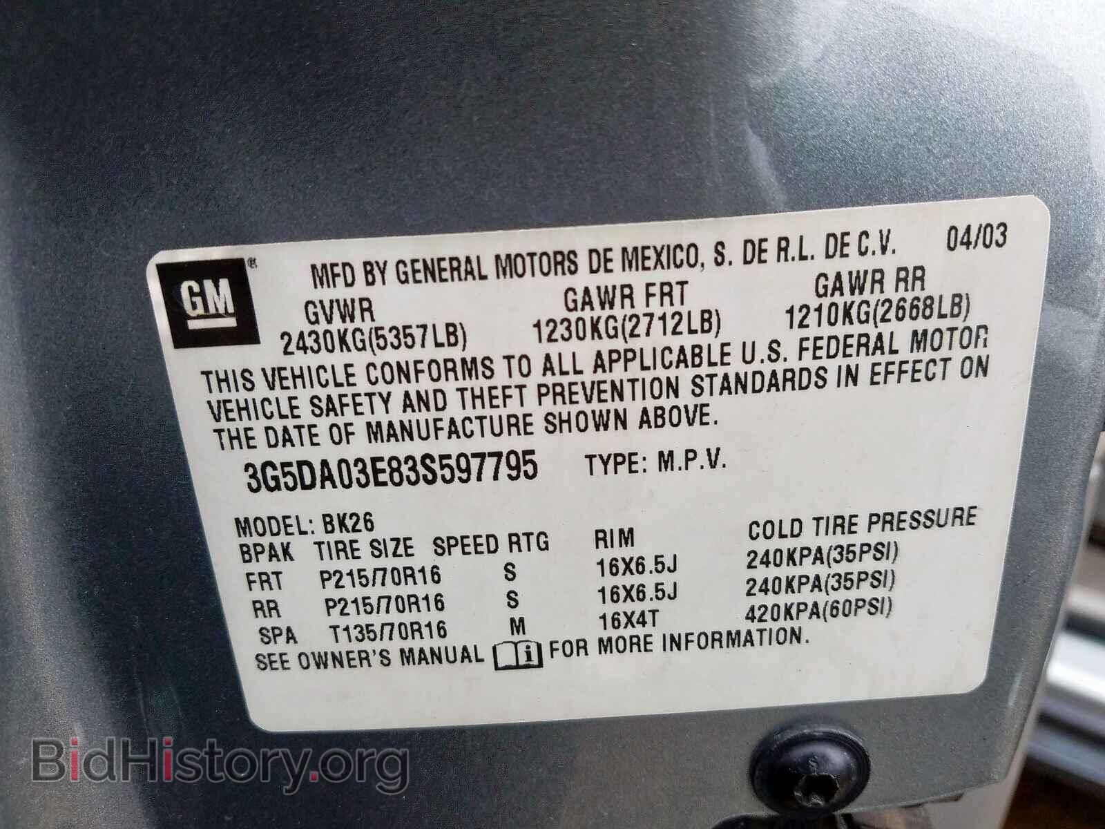 2003 BUICK RENDEZVOUS - VIN: 3G5DA03E83S597795 - Photo 10