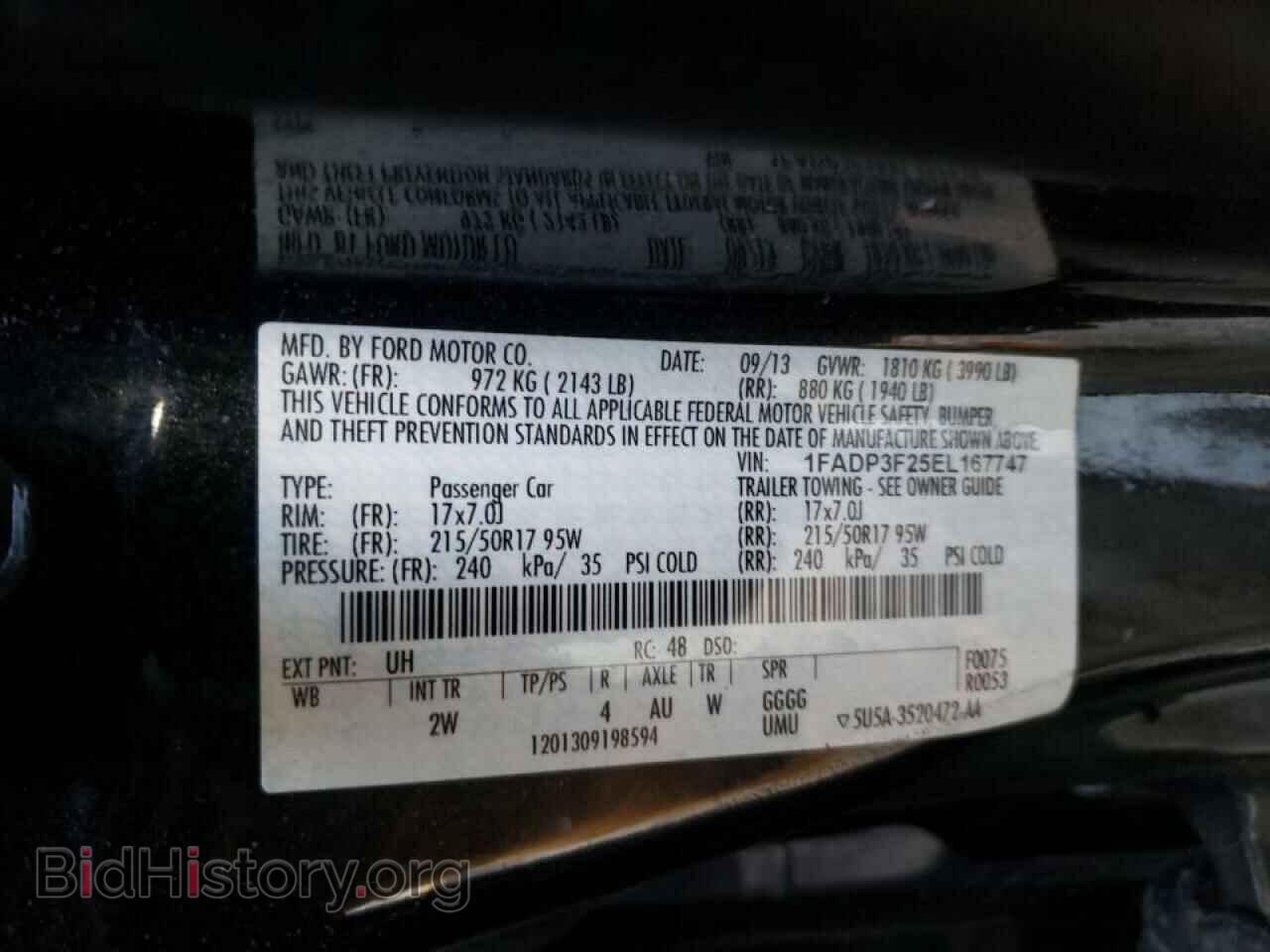 2014 FORD FOCUS - VIN: 1FADP3F25EL167747 - Фото 10
