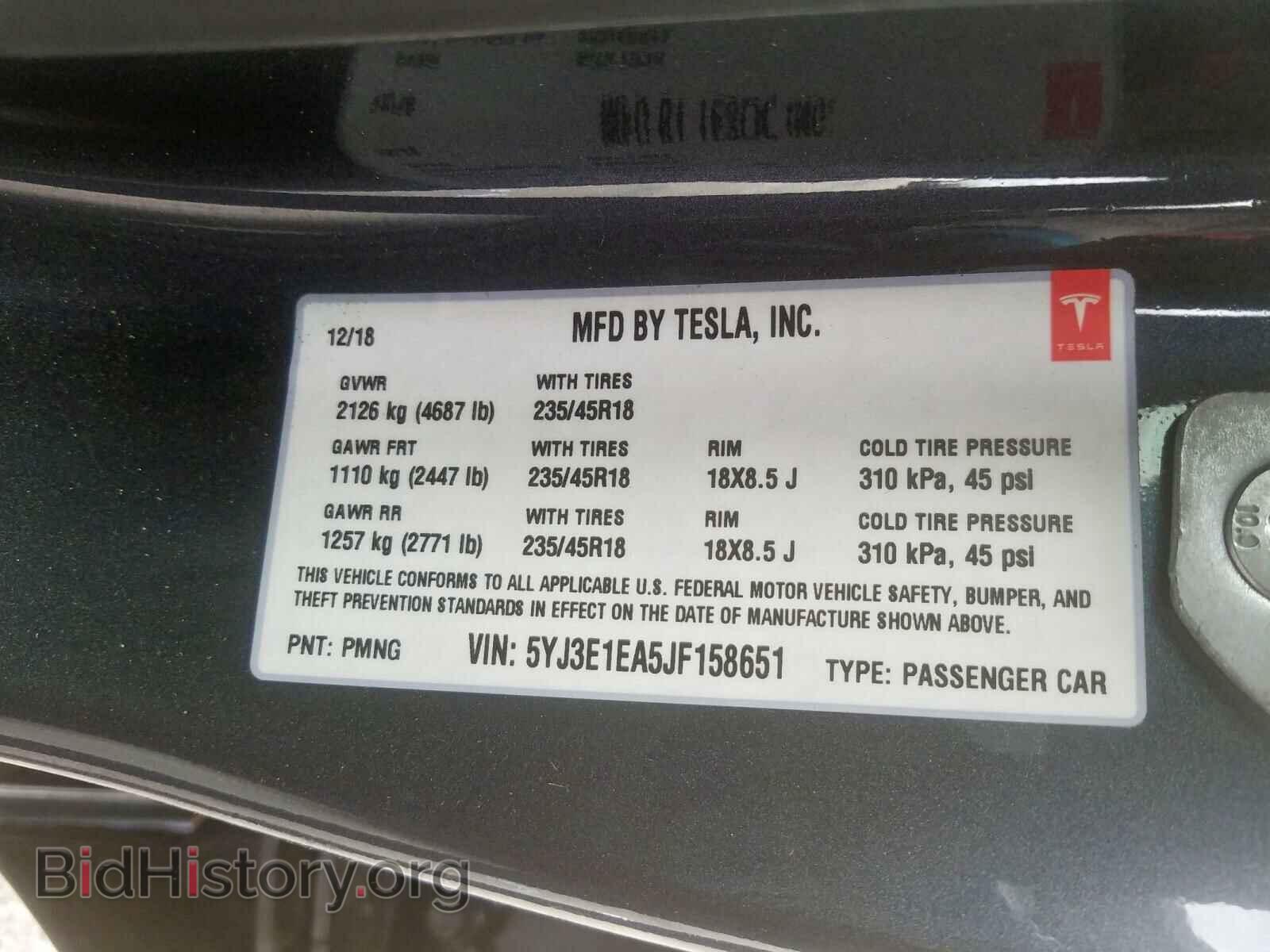 2018 TESLA MODEL 3 - VIN: 5YJ3E1EA5JF158651 - Photo 10