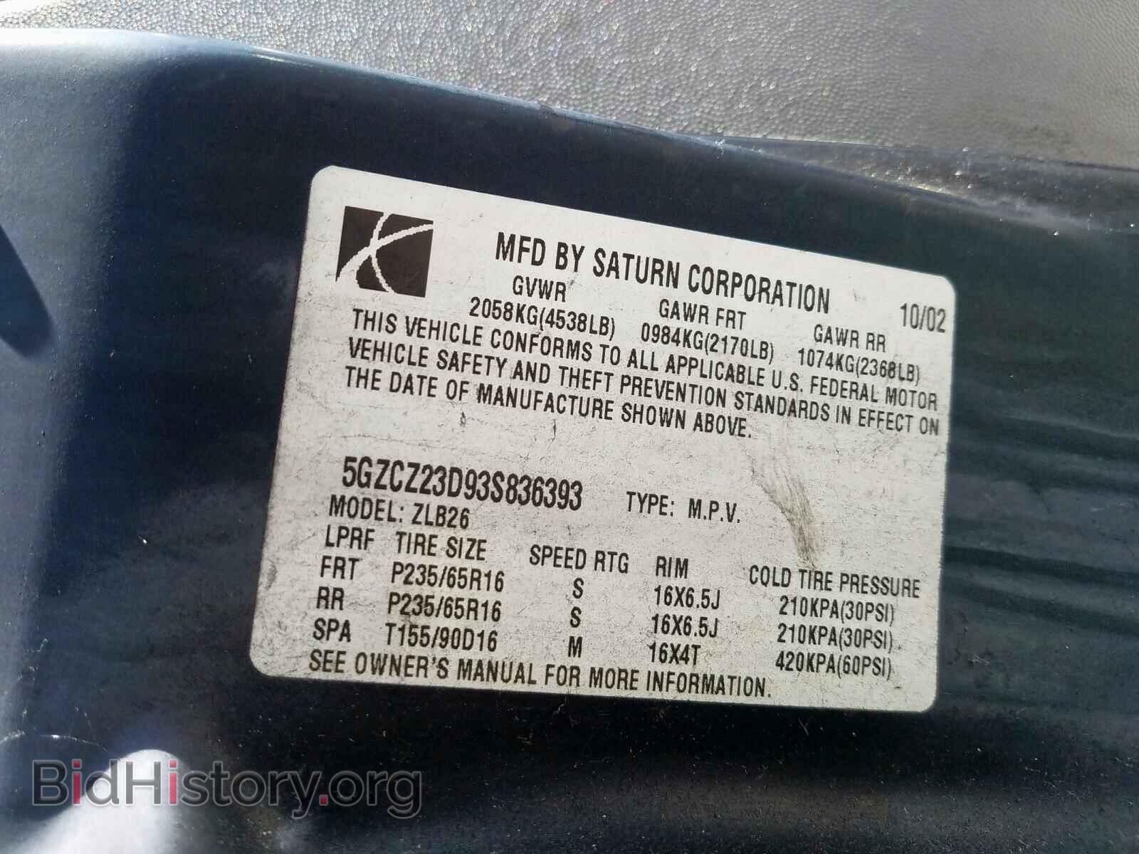 2003 SATURN VUE - VIN: 5GZCZ23D93S836393 - Фото 10