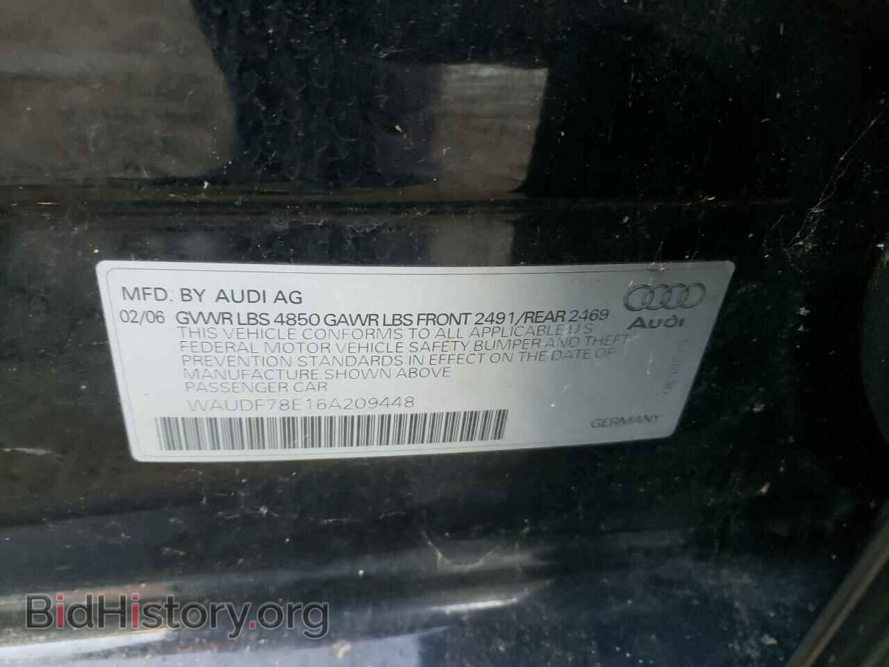 2006 AUDI A4 - VIN: WAUDF78E16A209448 - Фото 10