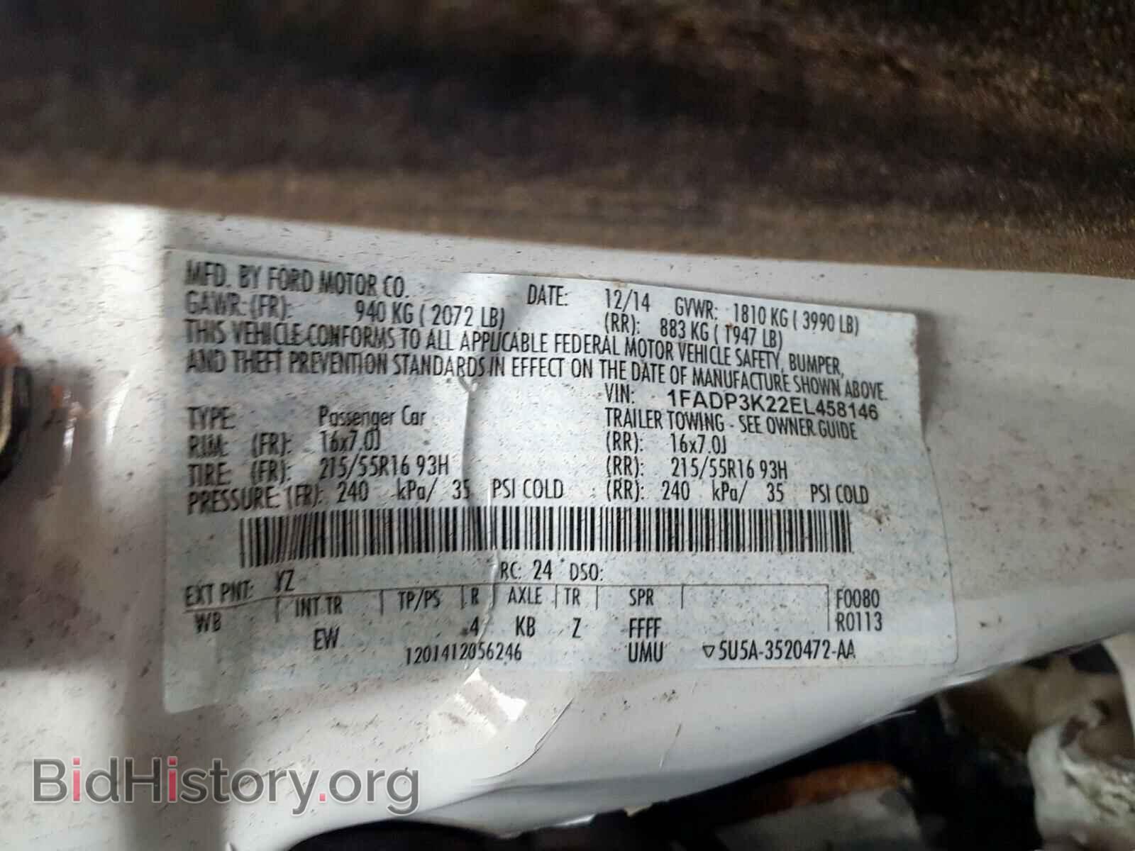 2014 FORD FOCUS - VIN: 1FADP3K22EL458146 - Фото 10