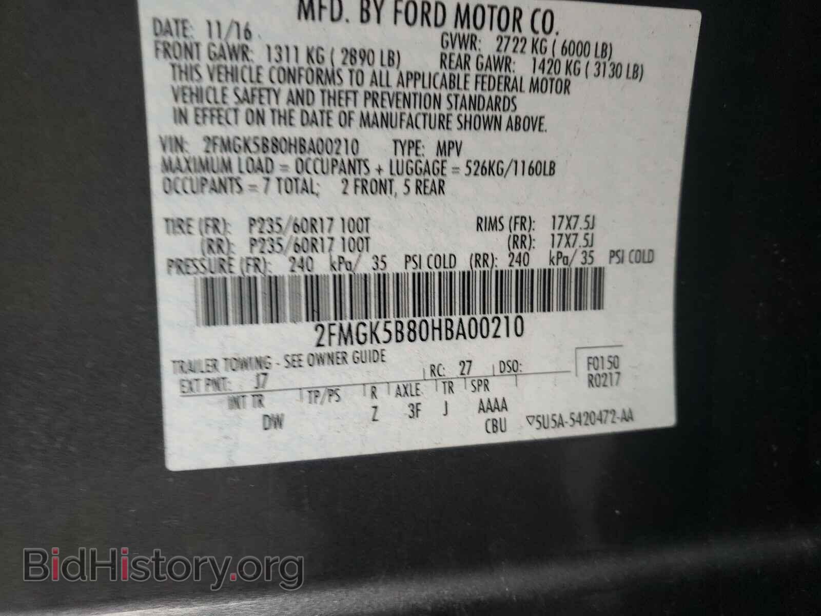 2017 FORD FLEX - VIN: 2FMGK5B80HBA00210 - Photo 10