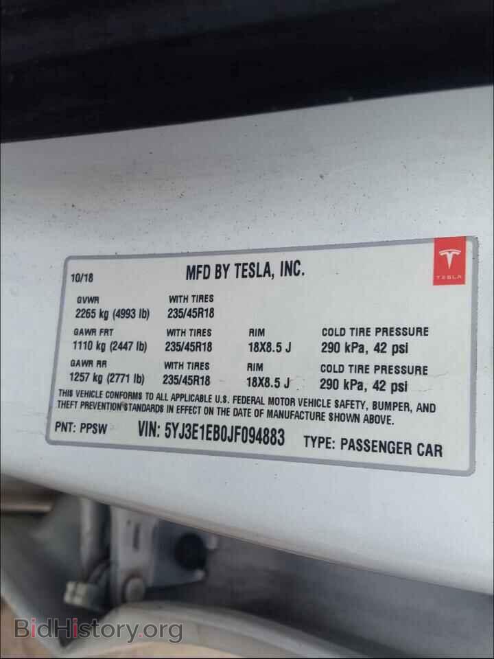 2018 TESLA MODEL 3 - VIN: 5YJ3E1EB0JF094883 - Photo 10