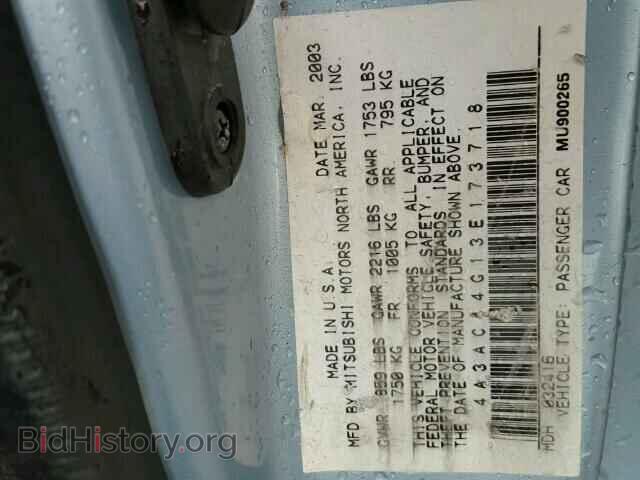 2003 MITSUBISHI ECLIPSE - VIN: 4A3AC44G13E173718 - Photo 10