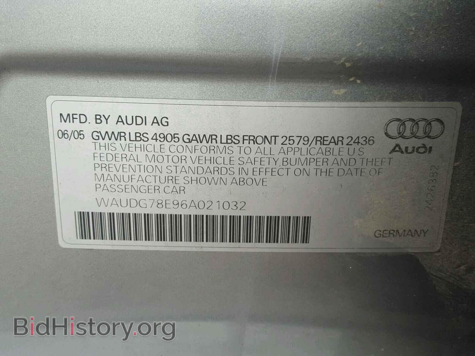 2006 AUDI A4 - VIN: WAUDG78E96A021032 - Photo 10