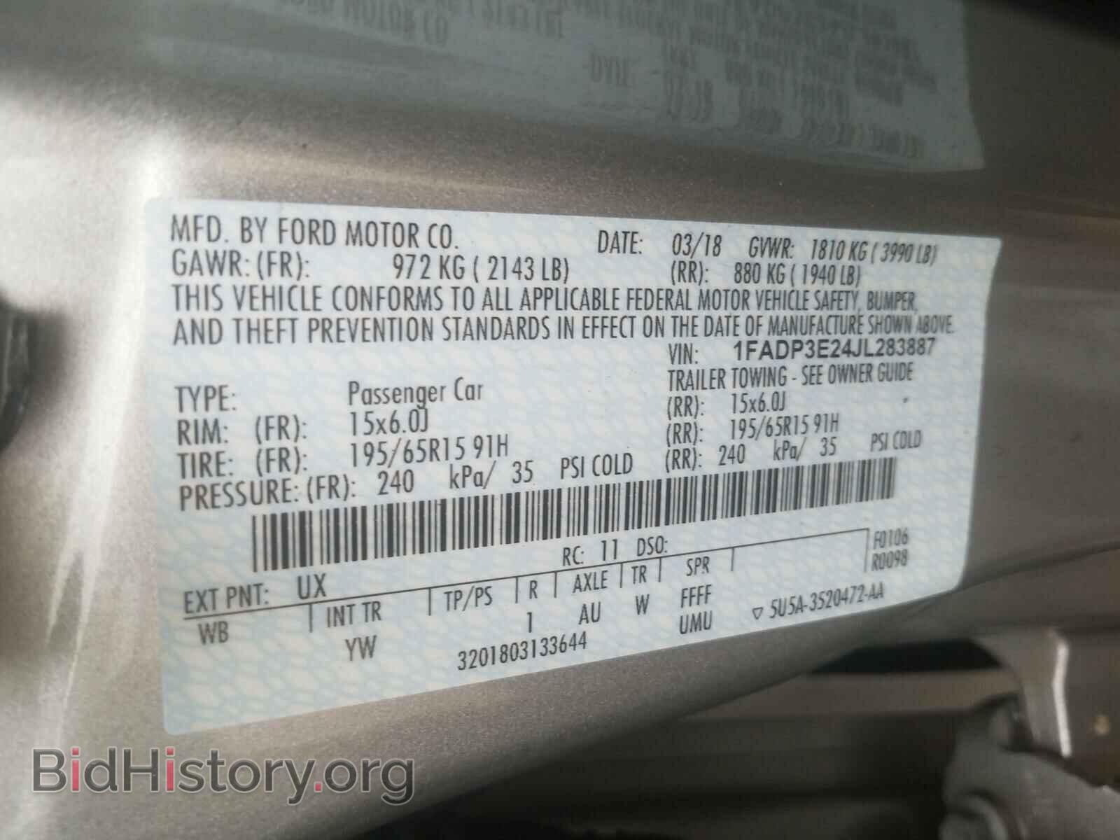2018 FORD FOCUS - VIN: 1FADP3E24JL283887 - Photo 10
