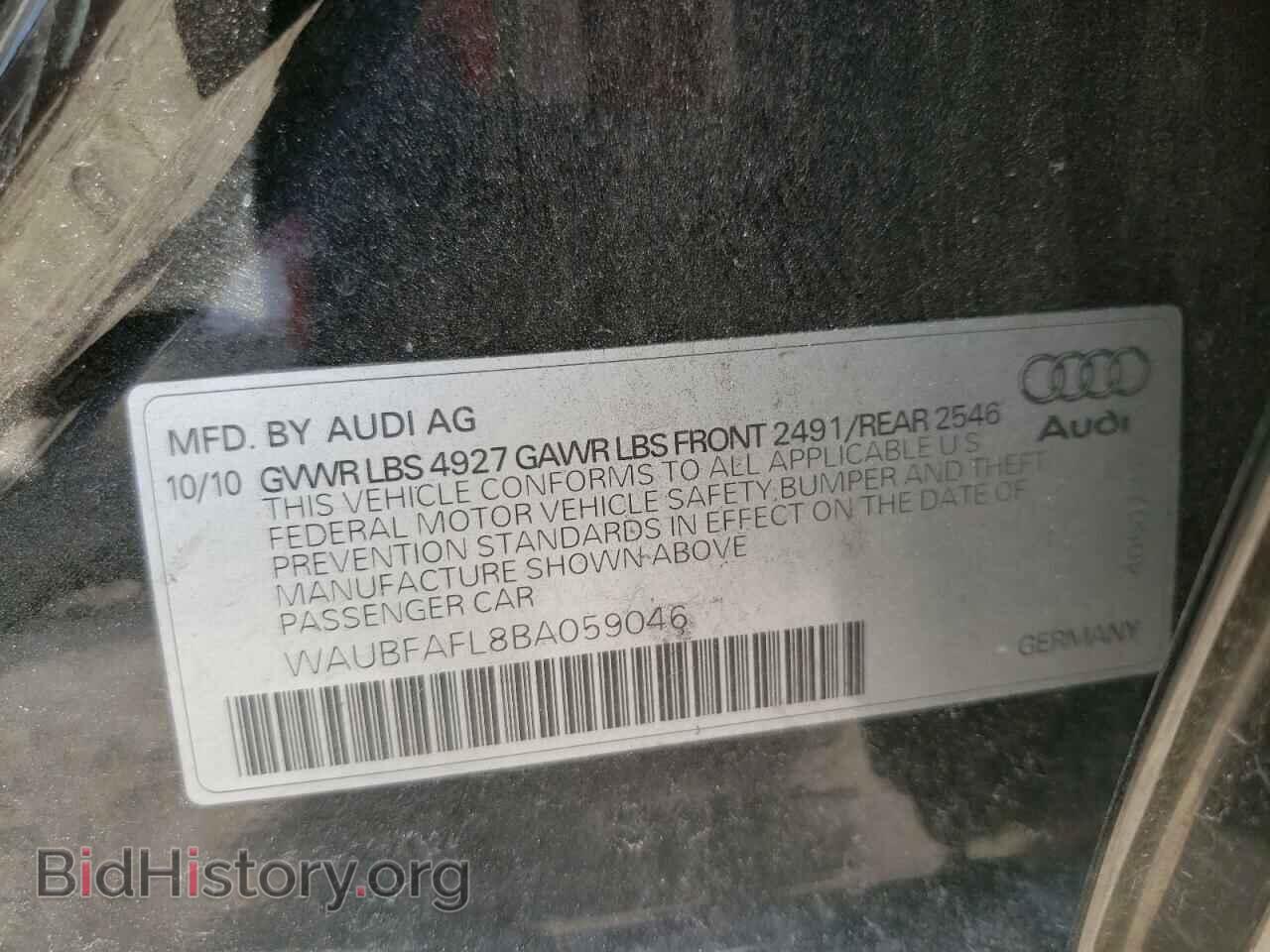 2011 AUDI A4 - VIN: WAUBFAFL8BA059046 - Фото 10