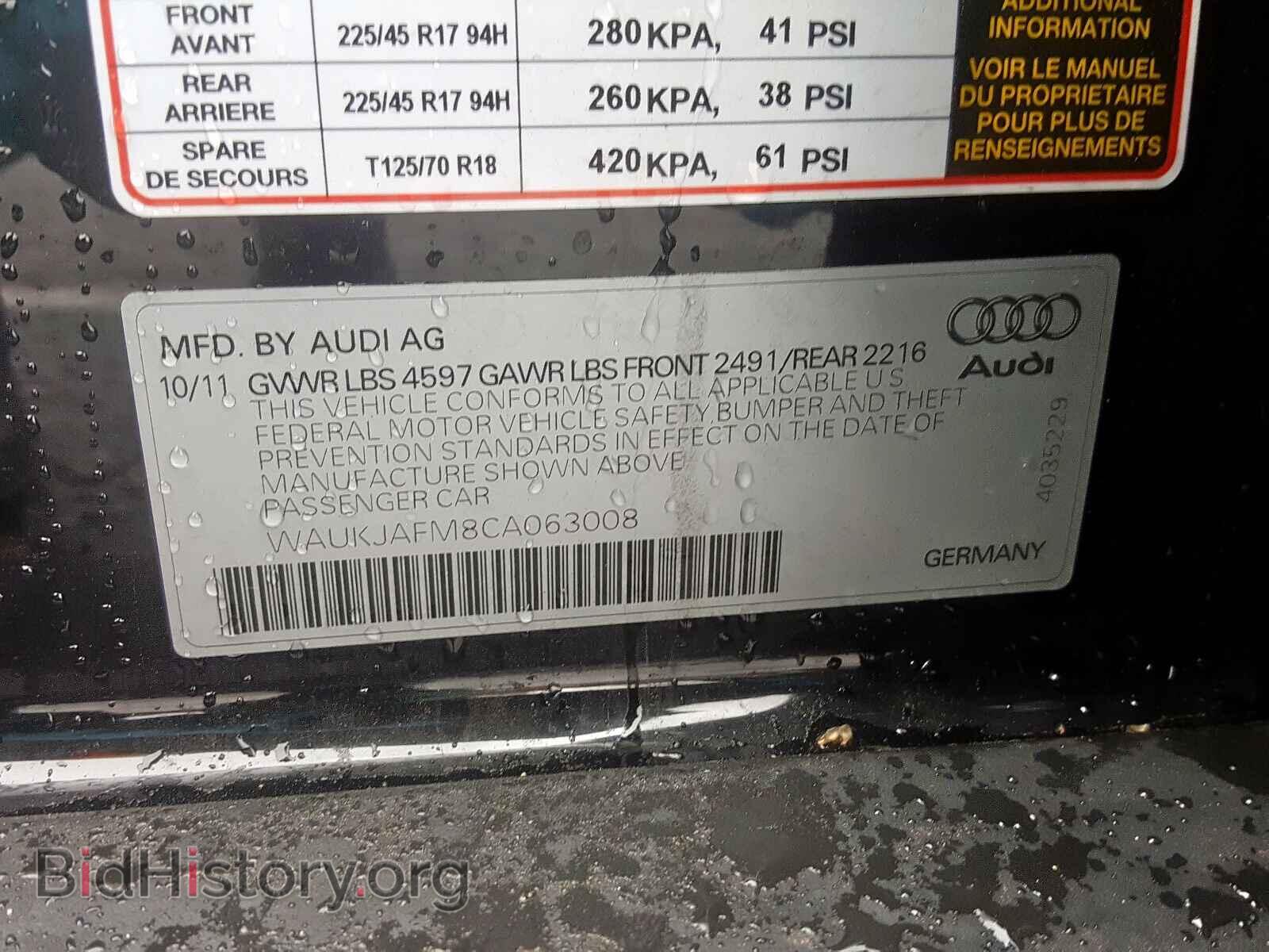 2012 AUDI A3 - VIN: WAUKJAFM8CA063008 - Фото 10