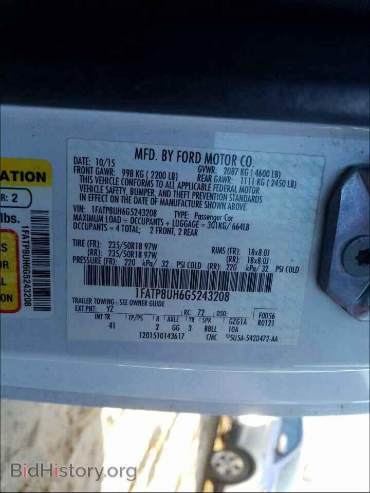 2016 FORD MUSTANG - VIN: 1FATP8UH6G5243208 - Photo 10