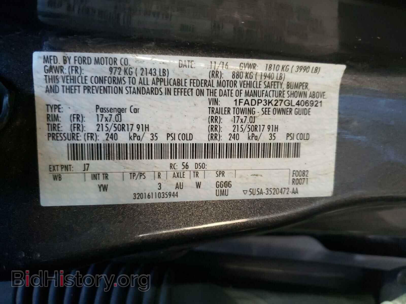 2016 FORD FOCUS - VIN: 1FADP3K27GL406921 - Фото 10
