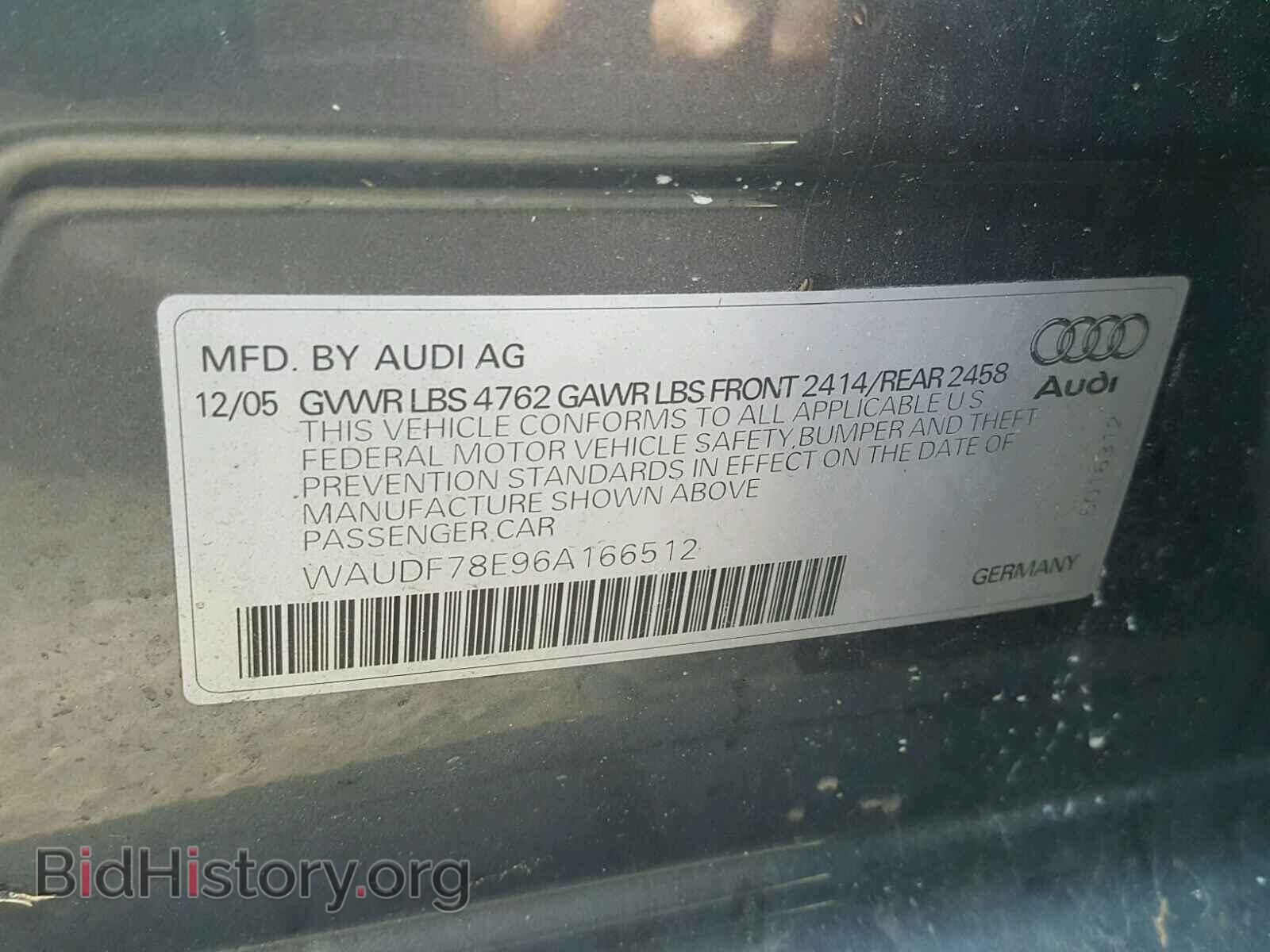 2006 AUDI A4 - VIN: WAUDF78E96A166512 - Фото 10