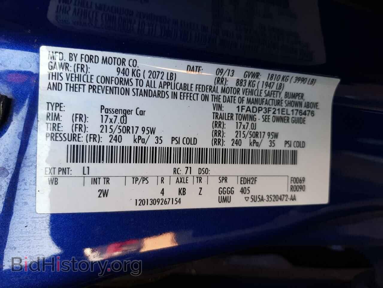 2014 FORD FOCUS - VIN: 1FADP3F21EL176476 - Фото 10