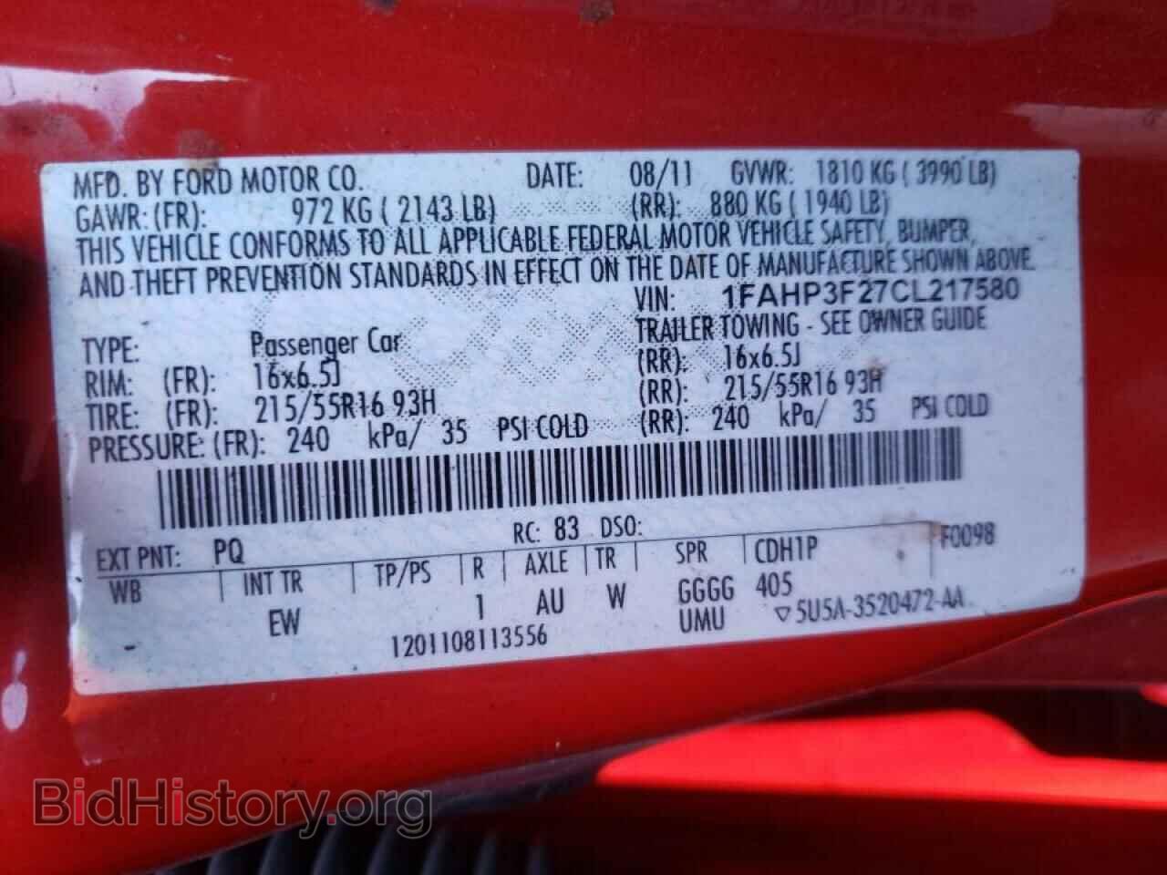 2012 FORD FOCUS - VIN: 1FAHP3F27CL217580 - Фото 10